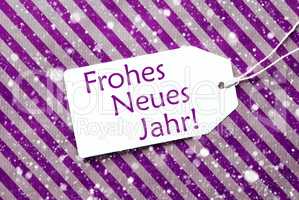 Label On Purple Paper, Snowflakes, Neues Jahr Means New Year