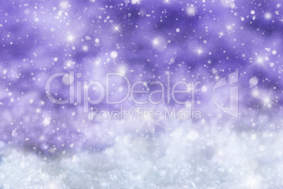 Purple Christmas Background With Snow, Snwoflakes, Stars