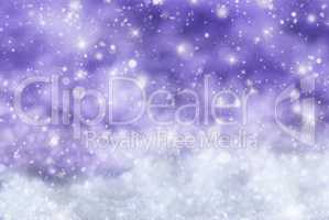 Purple Christmas Background With Snow, Snwoflakes, Stars
