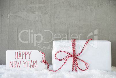 One Gift, Urban Cement Background, Text Happy New Year