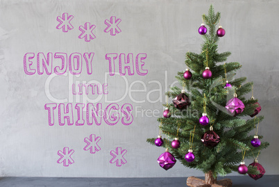 Christmas Tree, Cement Wall, Quote Enjoy The Little Things
