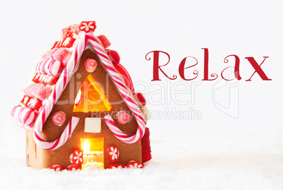 Gingerbread House, White Background, Text Relax