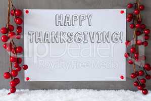 Label, Snow, Decoration, Text Happy Thanksgiving