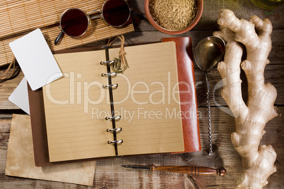 Ginger root and note pad