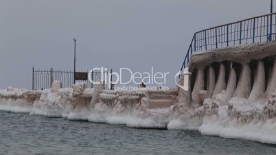 Icy pier after the storm