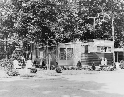 Mobile home in trailer park, 1956