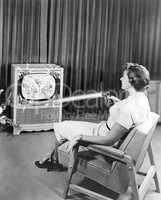 Early Zenith remote control TV set, June 1955