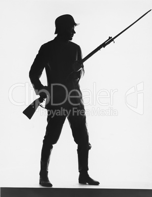 Silhouette of foot soldier, circa World War I