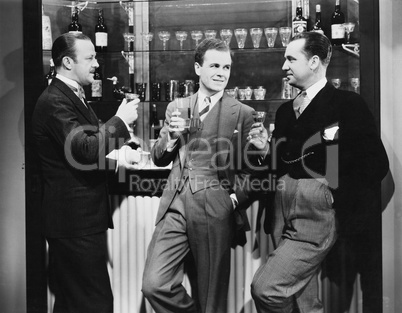 Businessmen drinking together at bar