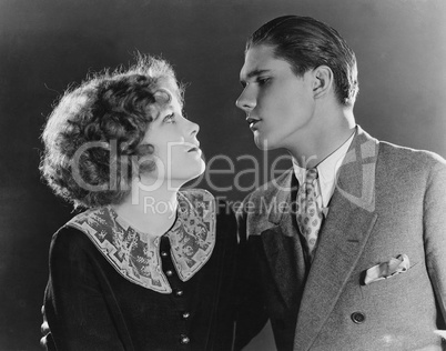 Portrait of couple about to kiss