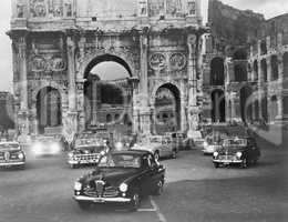 Cars and ancient monuments Rome Italy