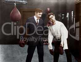 Winner and loser in boxing match