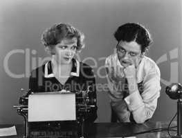 Two women with typewriter