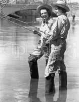 Two women fishing
