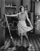 Woman with broom