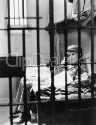 Portrait of man in jail