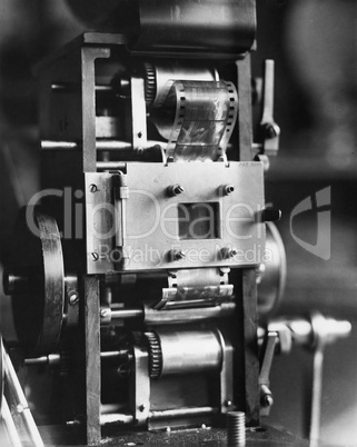 Closeup of film projector