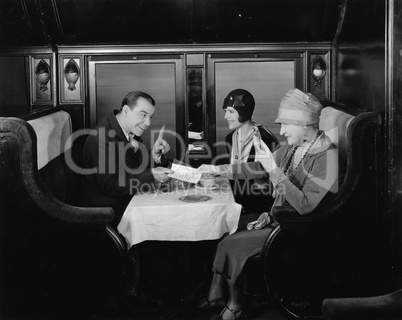 Picking up the tab in train dining car