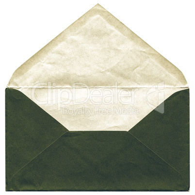 Vintage looking Green envelope isolated