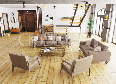 Interior of living room 3d rendering