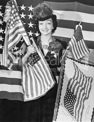 Woman with American flags