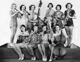 Group of young women playing instrument