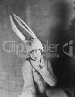 Woman in bunny costume