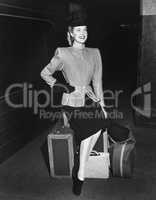 Portrait of woman with luggage