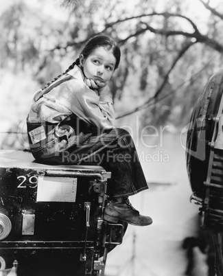 Portrait of girl waiting outside