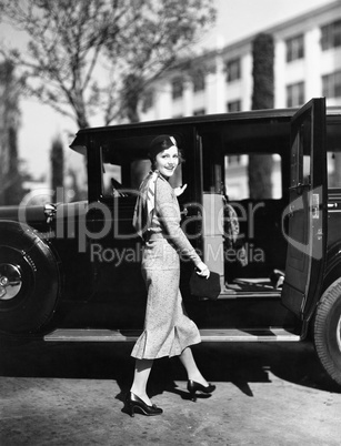 Woman walking to car