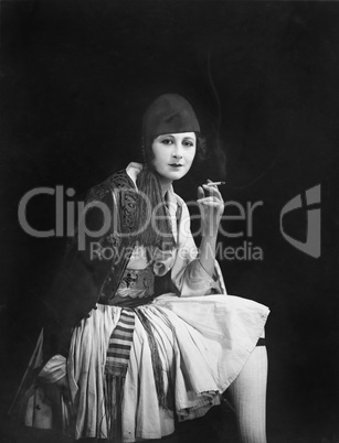 Portrait of woman smoking