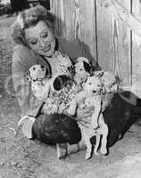 Woman with puppies