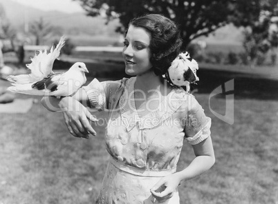 Woman with birds