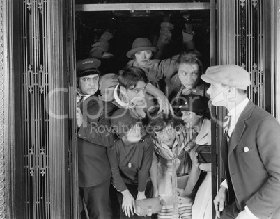 Overcrowded elevator