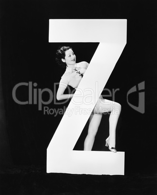 Woman with huge letter Z