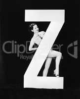 Woman with huge letter Z