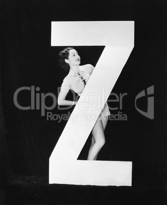 Woman with huge letter Z