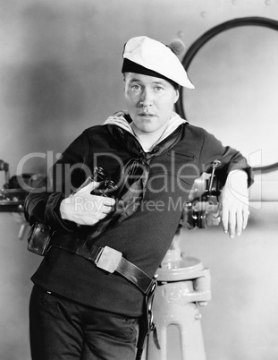 Portrait of sailor with binoculars