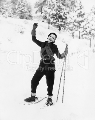 Portrait of female snowshoer