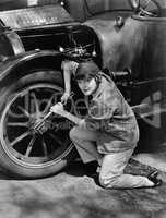 Portrait of female mechanic working