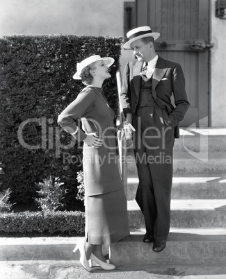 Couple outside on steps