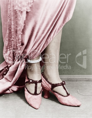 Low section view of a woman wearing shoes