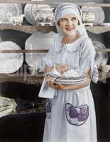 Housekeeper drying plates