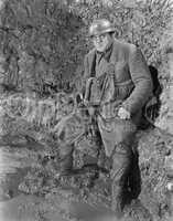 Soldier in a trench in World War I