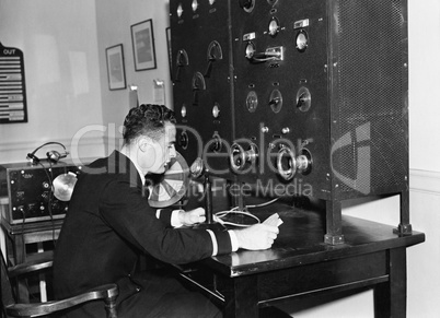 Man working on a radio