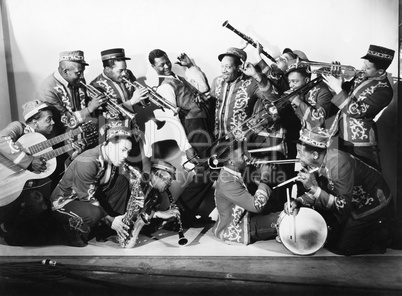 Musician group playing their instruments