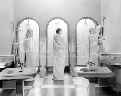 Three women in a bathroom together