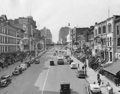 Cityscape of E. 86th Street in 1930s New York