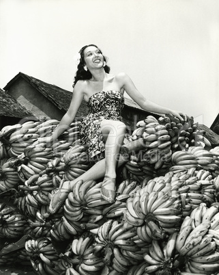 Sitting pretty on a pile of bananas