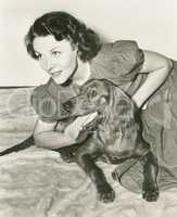 Woman on the floor with her Irish setter